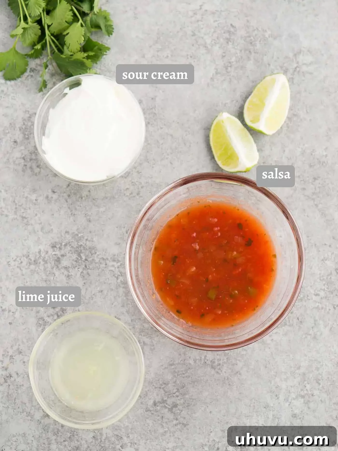 Ingredients for taco salad dressing laid out