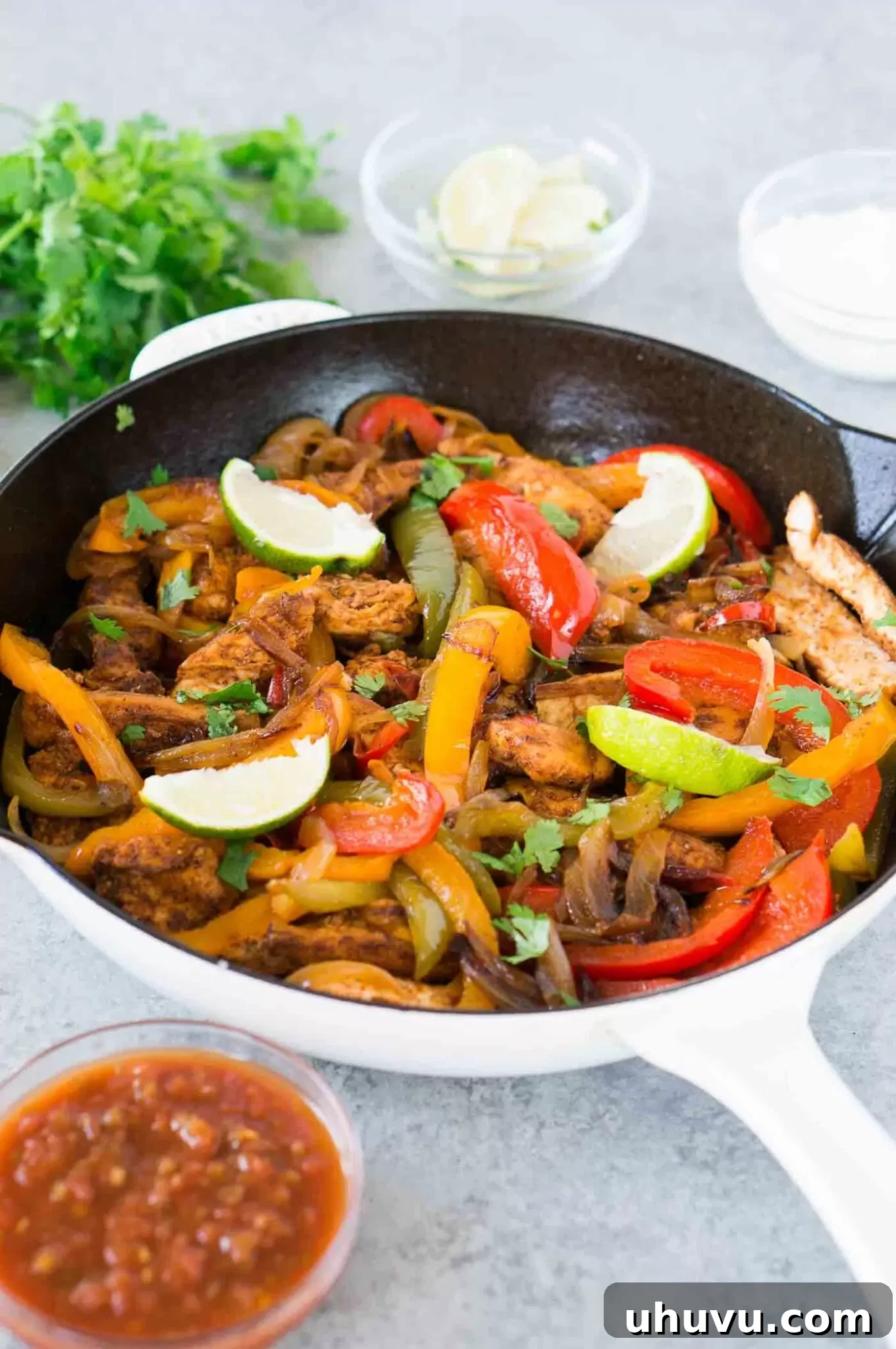 homemade fajitas in a skillet
