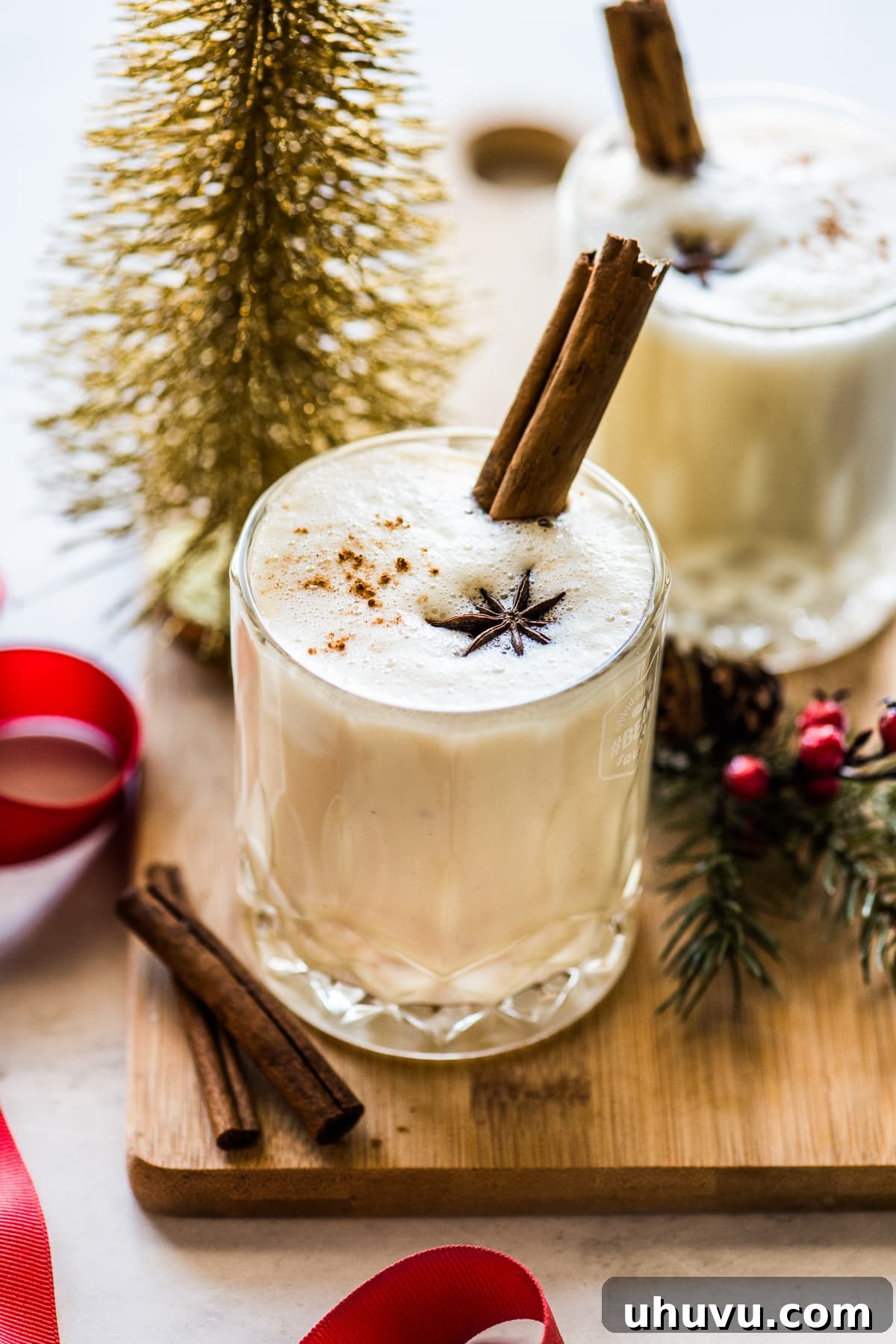 Rompope Authentic Mexican Eggnog 4 Rompope in a glass topped with cinnamon.