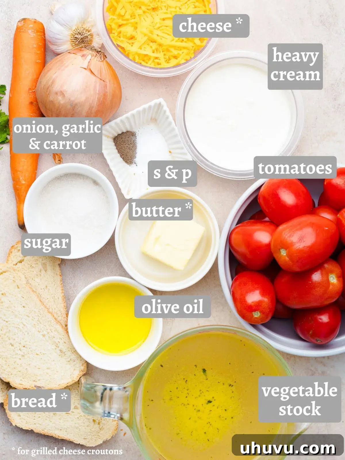 fresh ingredients for homemade tomato soup
