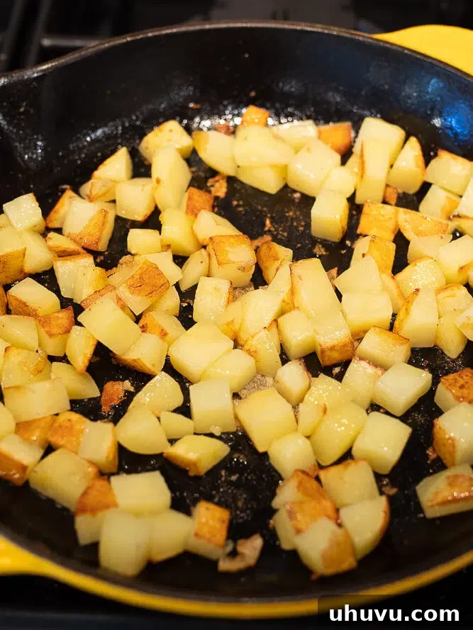 pan frying potatoes for moussaka