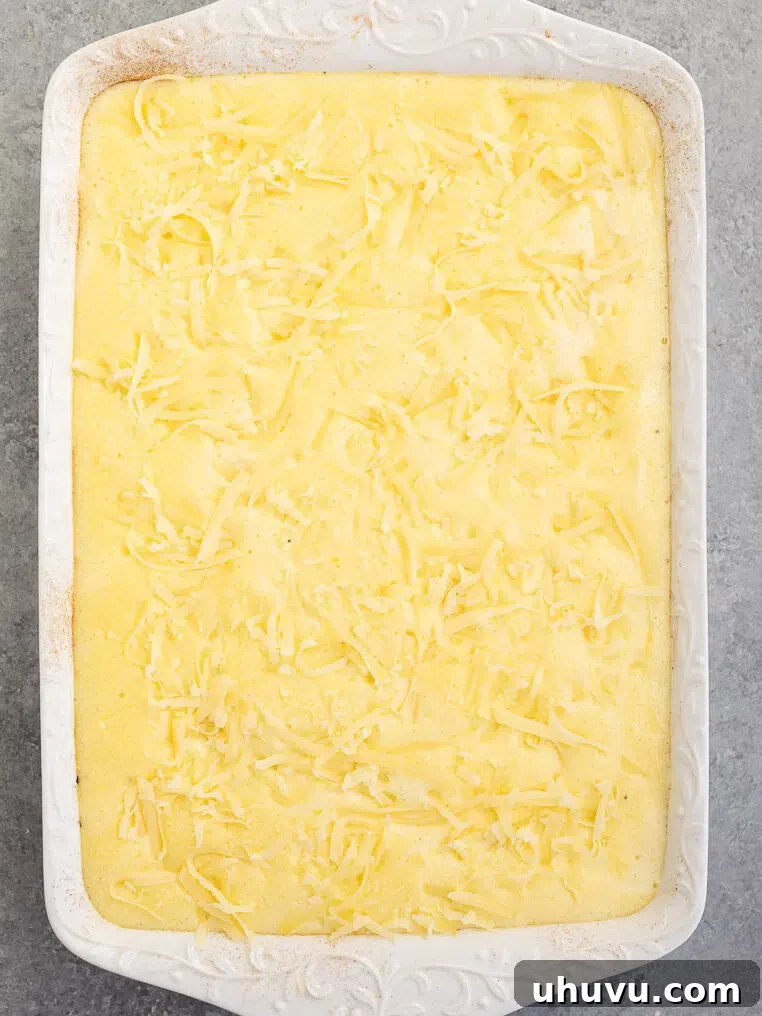 baking moussaka with topping