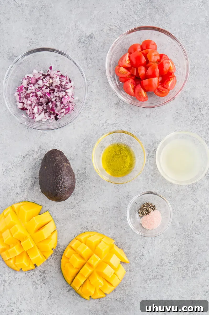 ingredients for mango avocado salsa