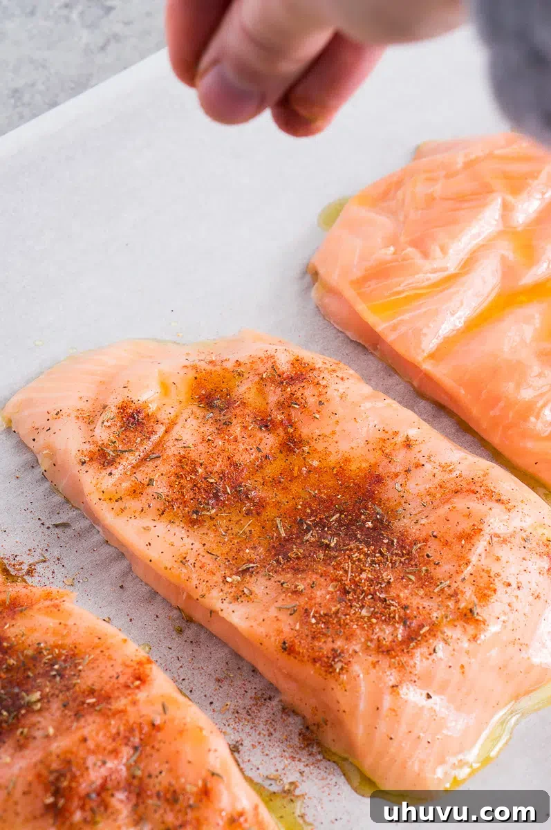 seasoning the salmon
