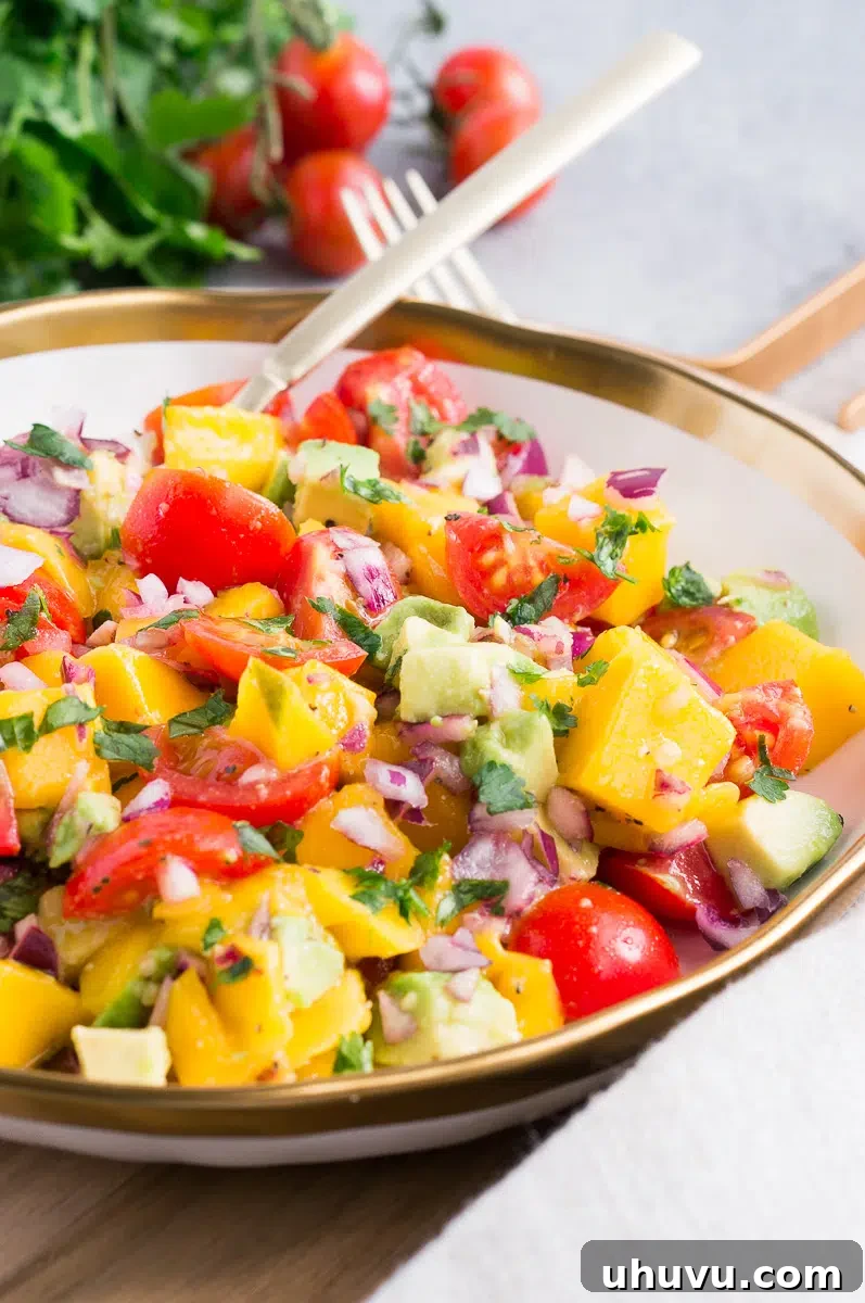 mango avocado salsa in a bowl
