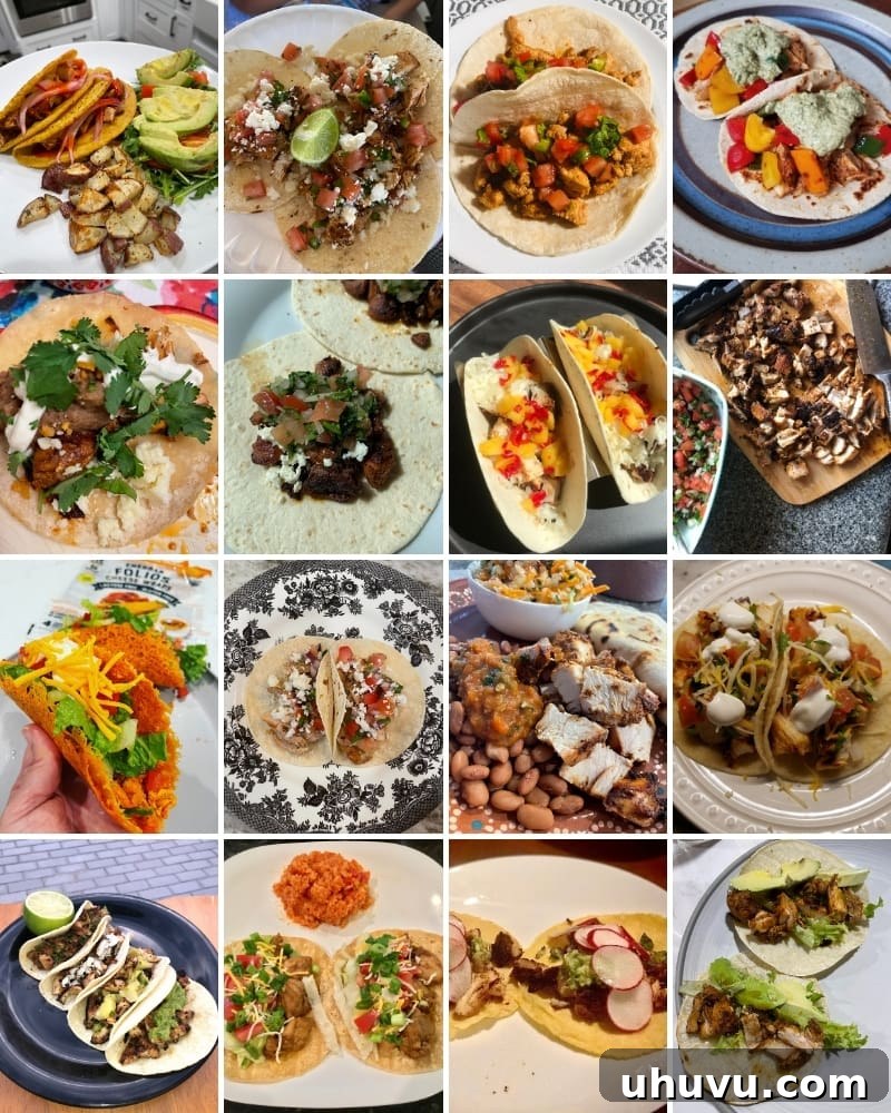 Spring Flavors Challenge 4 A collage of various Easy Chicken Taco creations submitted by participants of the April cooking challenge.