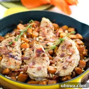 Maple Mustard chicken and sweet potato skillet