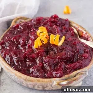 homemade cranberry sauce in a clay bowl