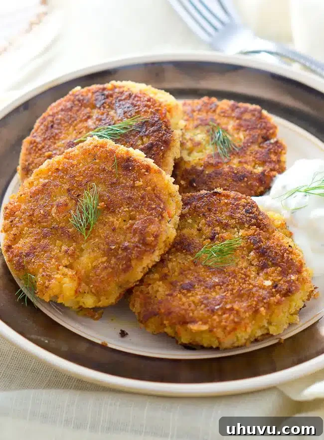 Crispy Golden Potato Patties 2 These crispy on the outside and soft on the inside potato patties are quickly done and super delicious. I like to serve them with yogurt garlic dip.