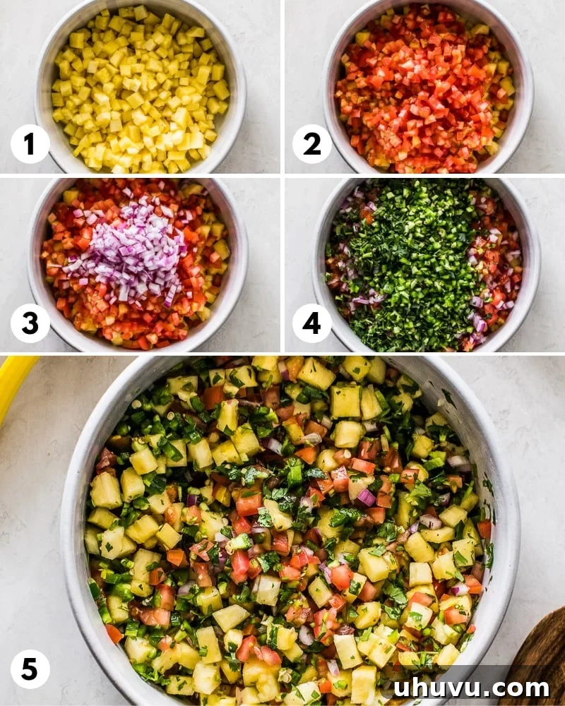 Effortless Pineapple Salsa 4 Step by step photos of how to make pineapple salsa.