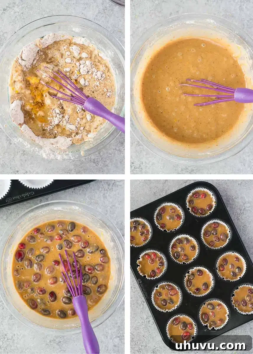 Process of making cranberry orange muffins