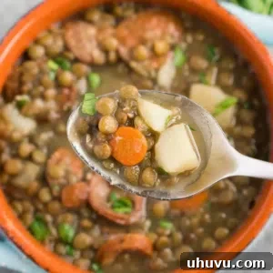 Delicious and hearty Lentil Soup With Sausage
