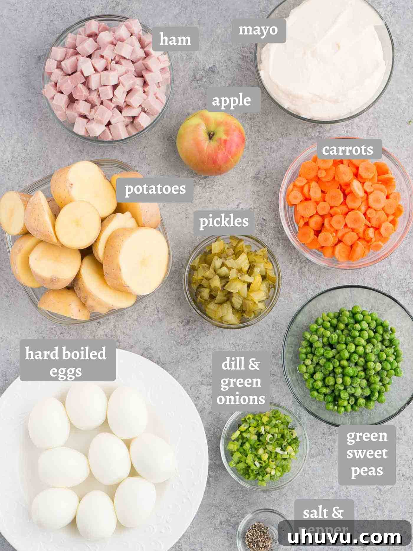 Classic Russian Festive Salad 3 ingredients for making russian potato salad