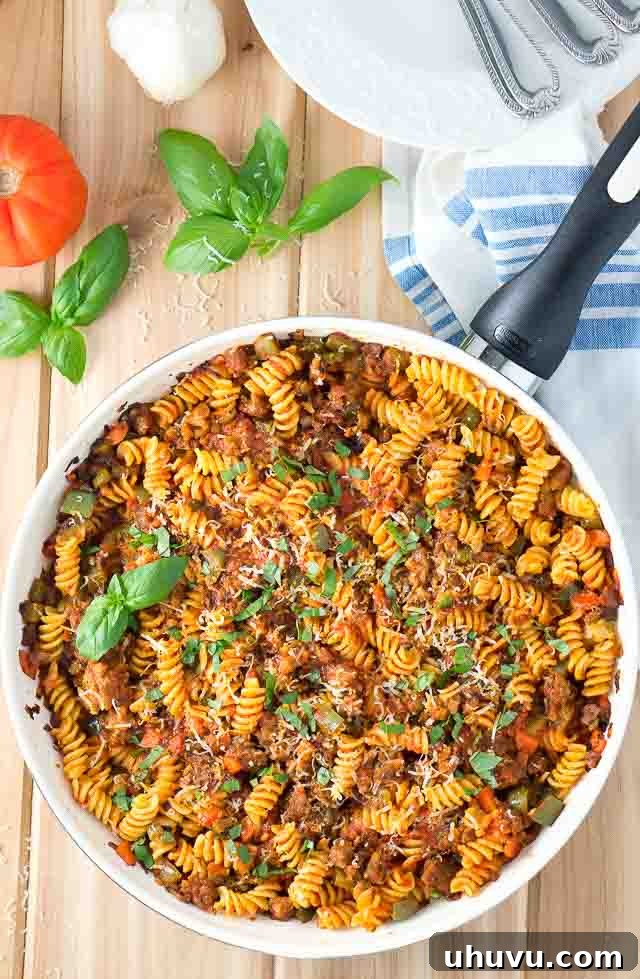 Ingredients for Italian Sausage and Peppers Pasta Skillet