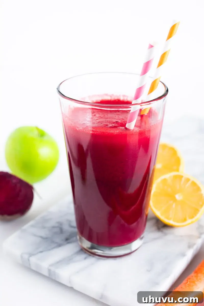 easy juice made with apple, beet and carrot