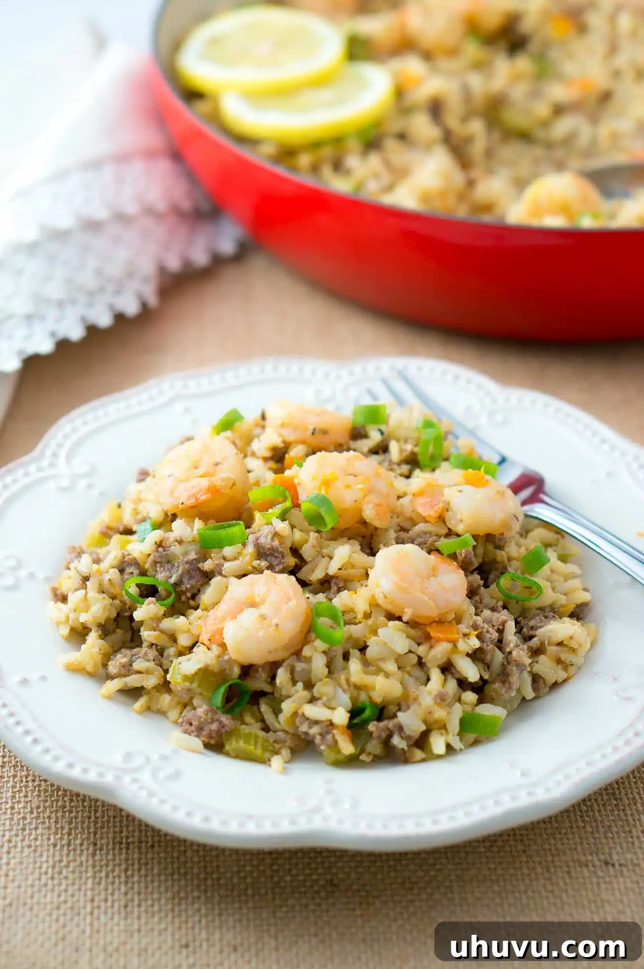 Effortless Shrimp Dirty Rice 4 Easy Dirty Rice with Shrimp - A healthy twist on a Cajun classic. The addition of shrimp turns this into a fabulous main dish. Easy to make and very flavorful!