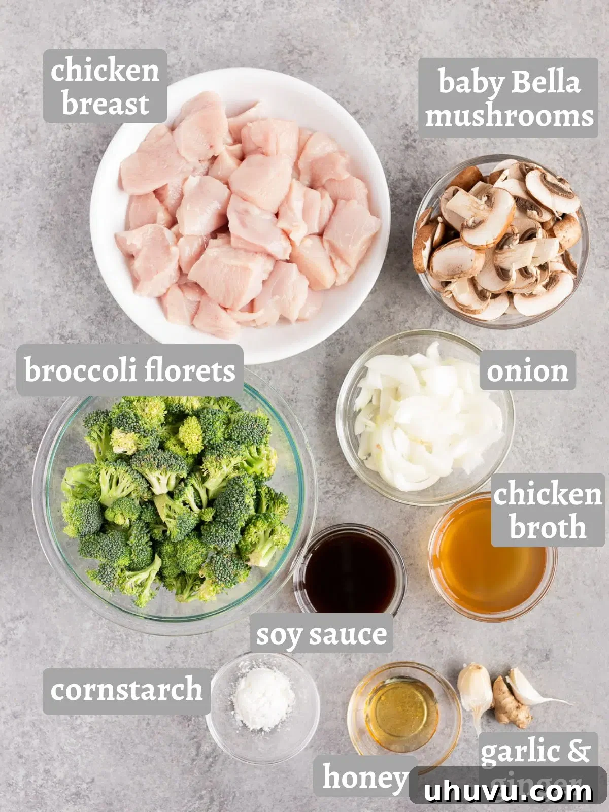 ingredients for chicken and broccoli stir fry