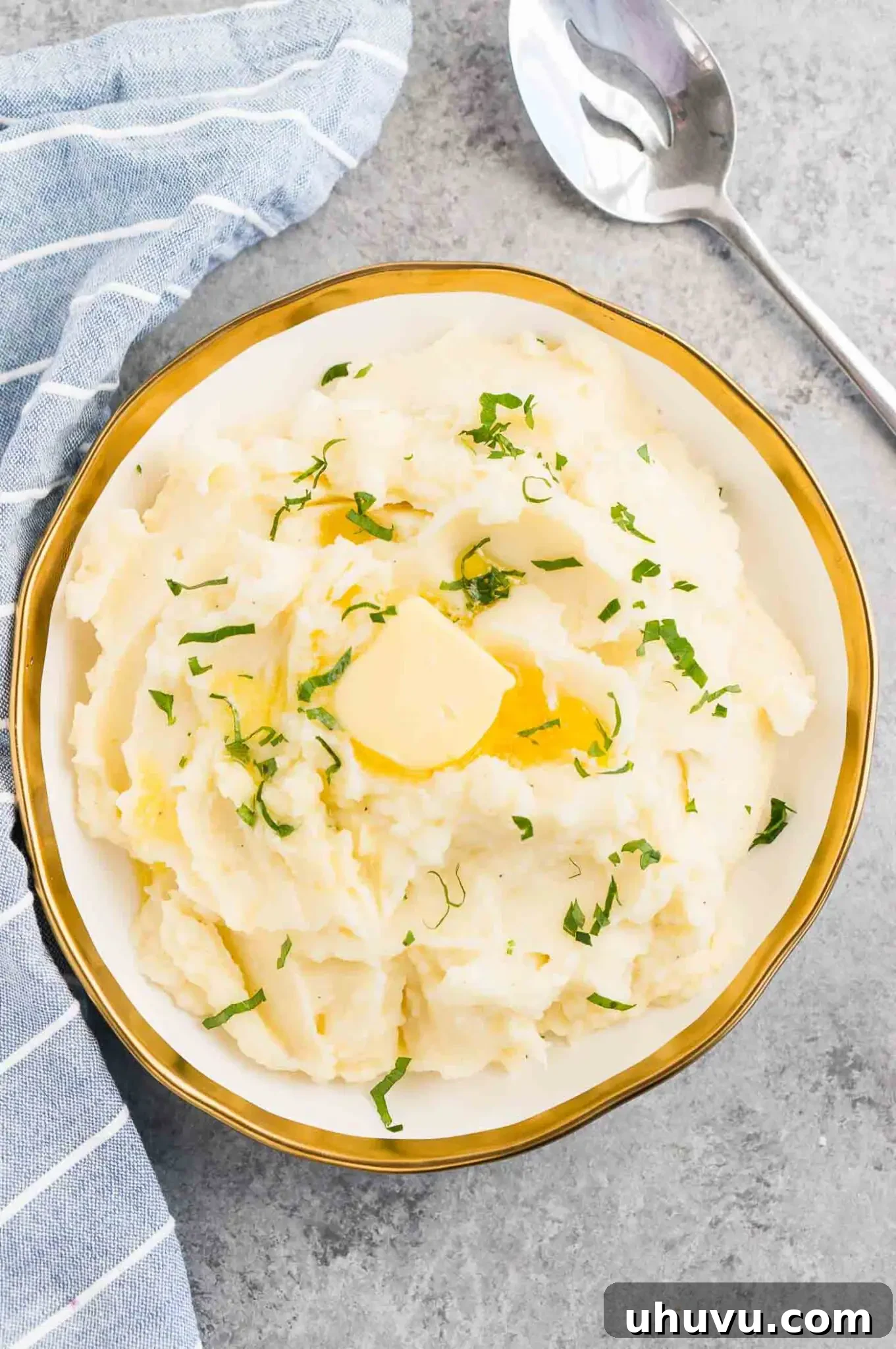 homemade mashed potatoes from scratch in a serving bowl