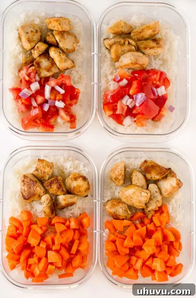Effortless Meal Planning Strategies 3 A plastic container filled with chicken rice and vegetables