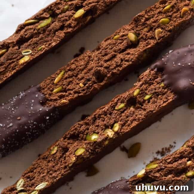 Delicious Chocolate Pumpkin Seed Biscotti, a perfect recipe for any occasion, ready to be enjoyed.
