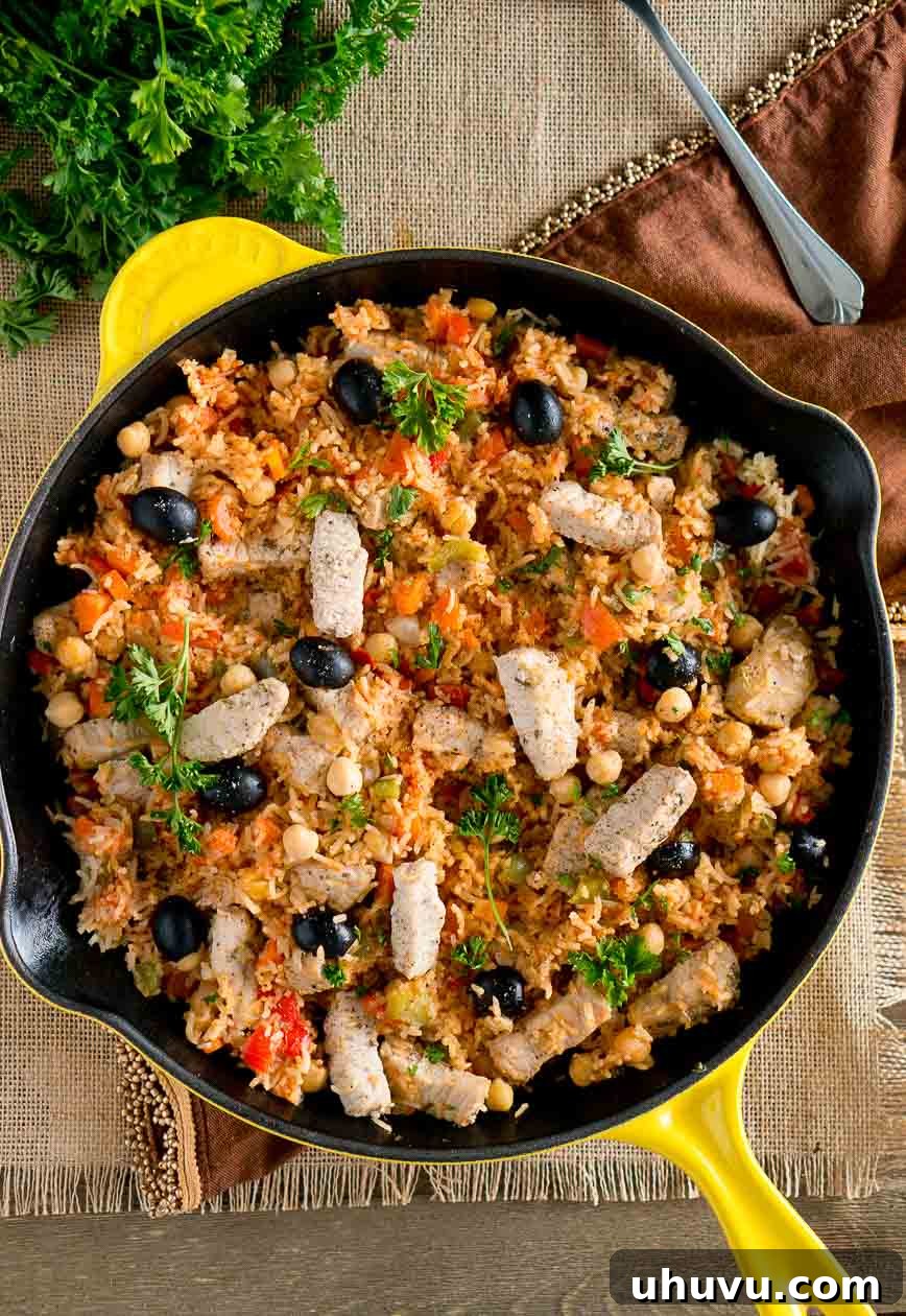 One Skillet Mediterranean Pork and Rice