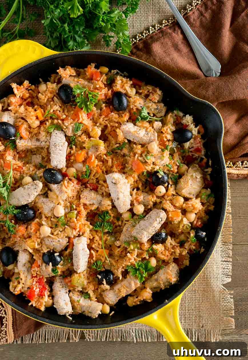 One Skillet Mediterranean Pork and Rice