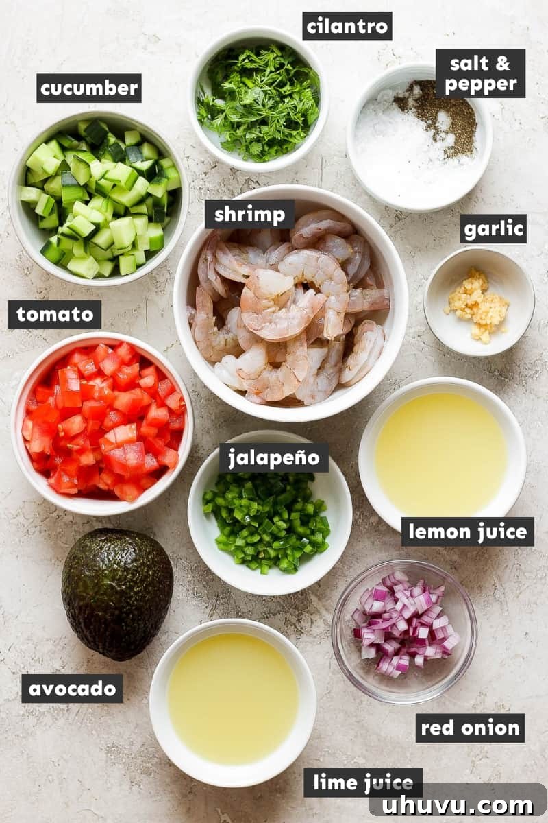 Ceviche The Zesty Seafood Sensation 3 Ingredients in ceviche on a table.