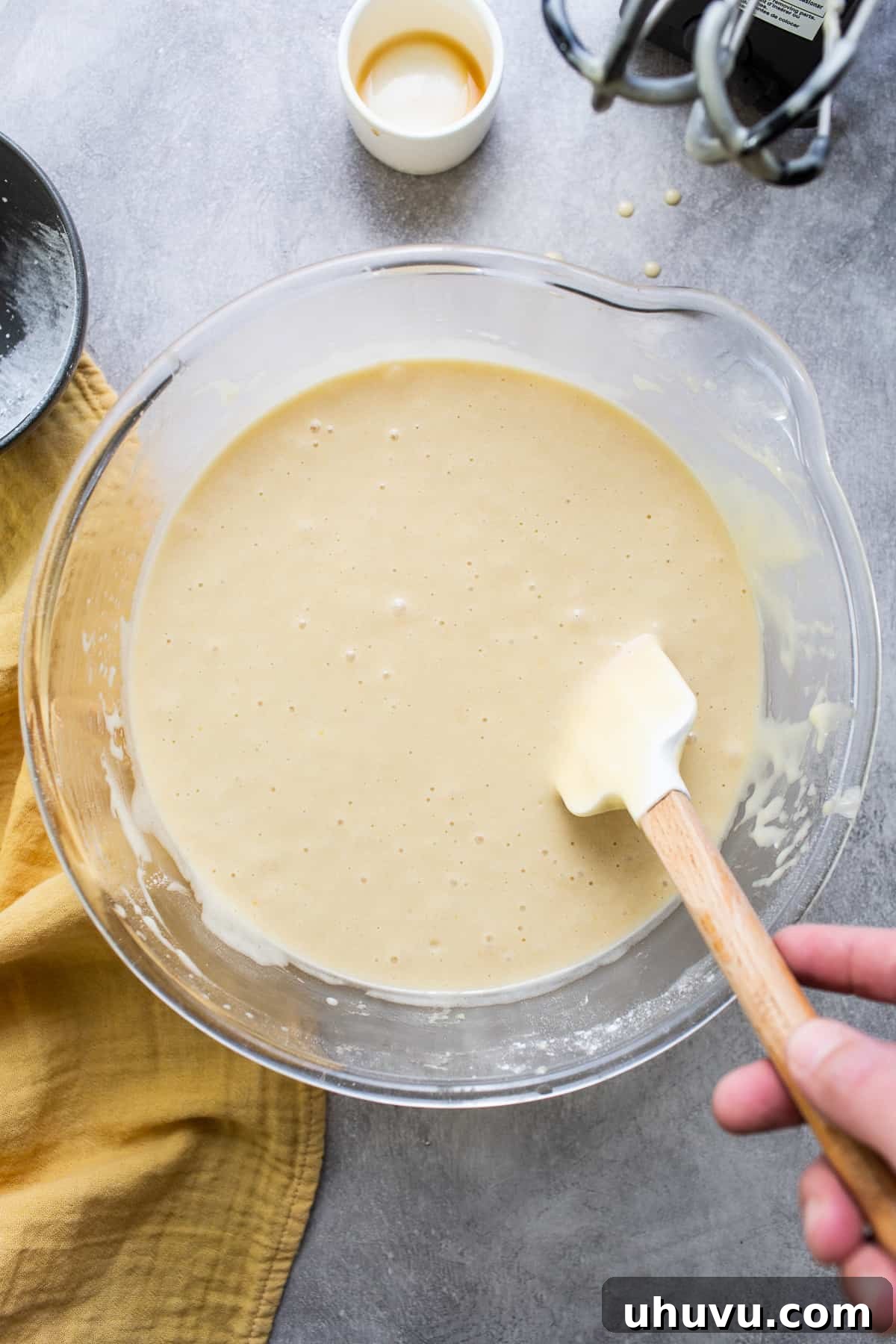 Mexico's Iconic Pink Cortadillo 5 Fully mixed cortadillo cake batter ready to be poured into a baking pan.