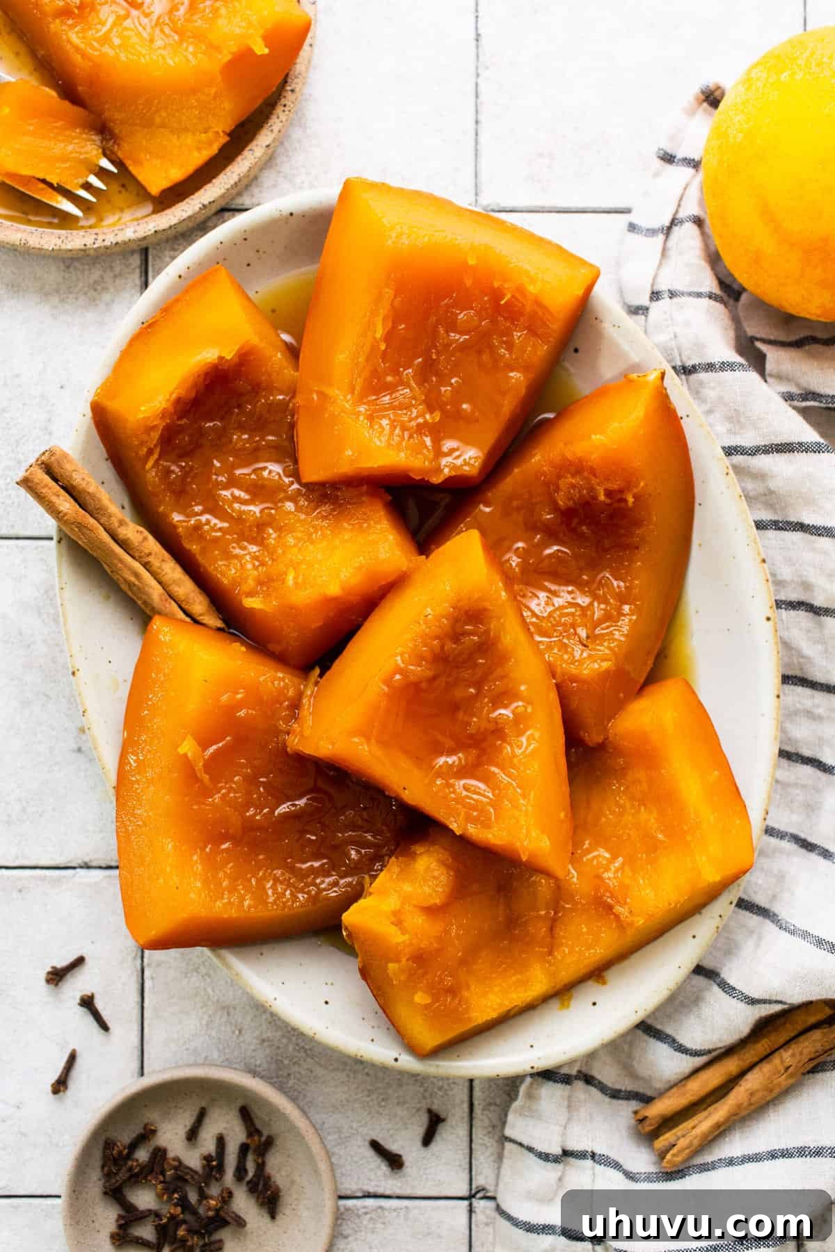Mexican Candied Pumpkin 7 Calabaza en Tacha served with a piloncillo syrup.
