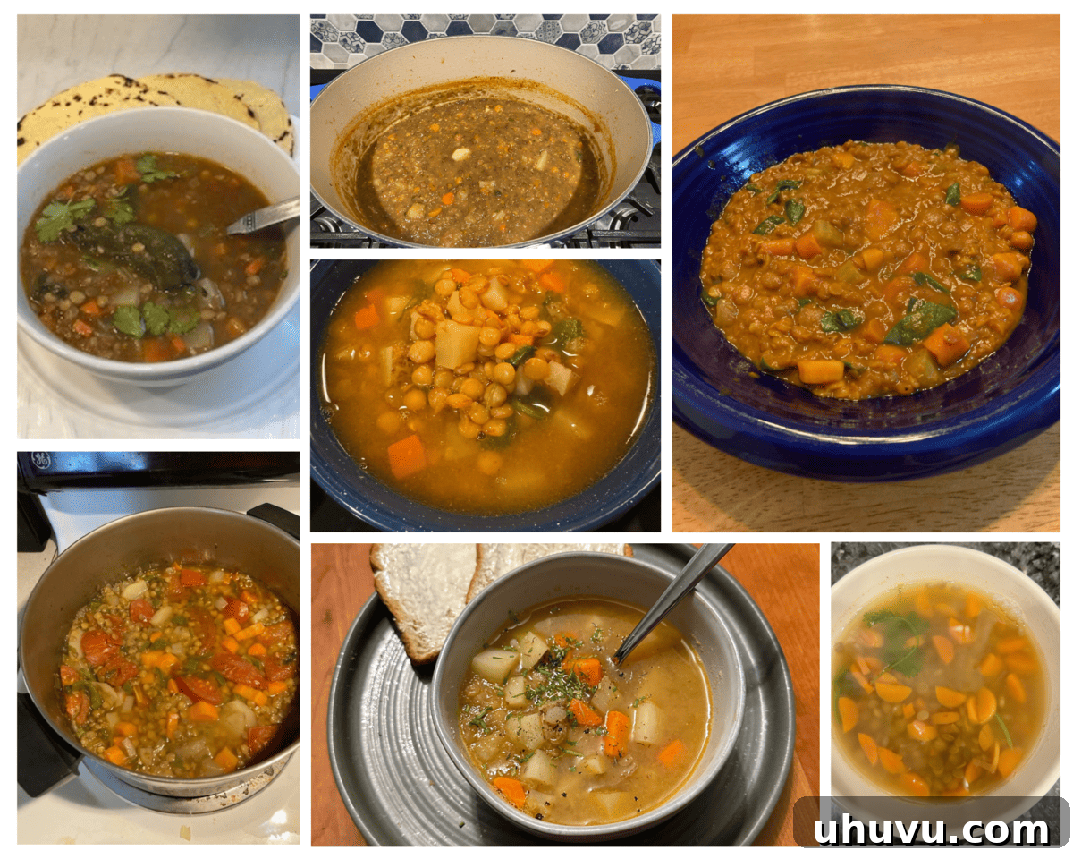 February 2024 Culinary Cook-Off 4 A collage of delicious Lentejas Mexican lentil soup submissions from the January cooking challenge.