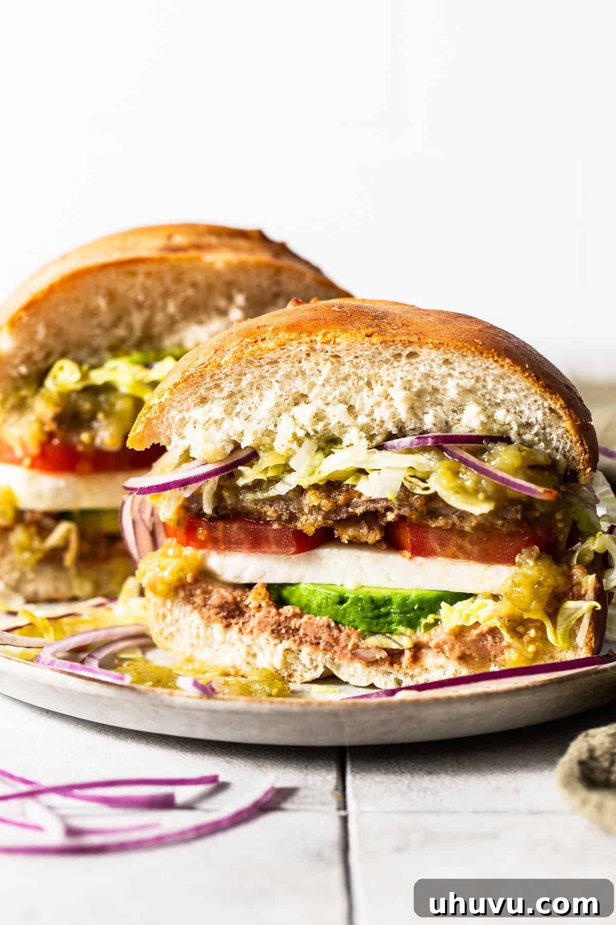 A beautifully presented Torta de Milanesa ready to eat.