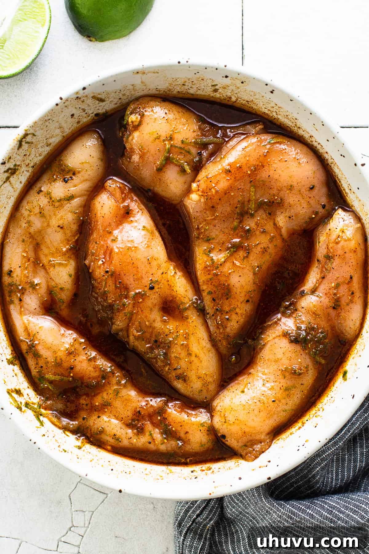 Zesty Tequila Lime Chicken 5 Marinated chicken ready to rest in a fridge