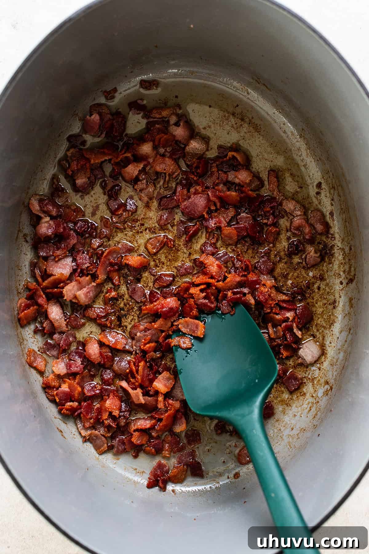 Rich Beef Broth 4 Bacon in a large dutch oven cooked until crispy.