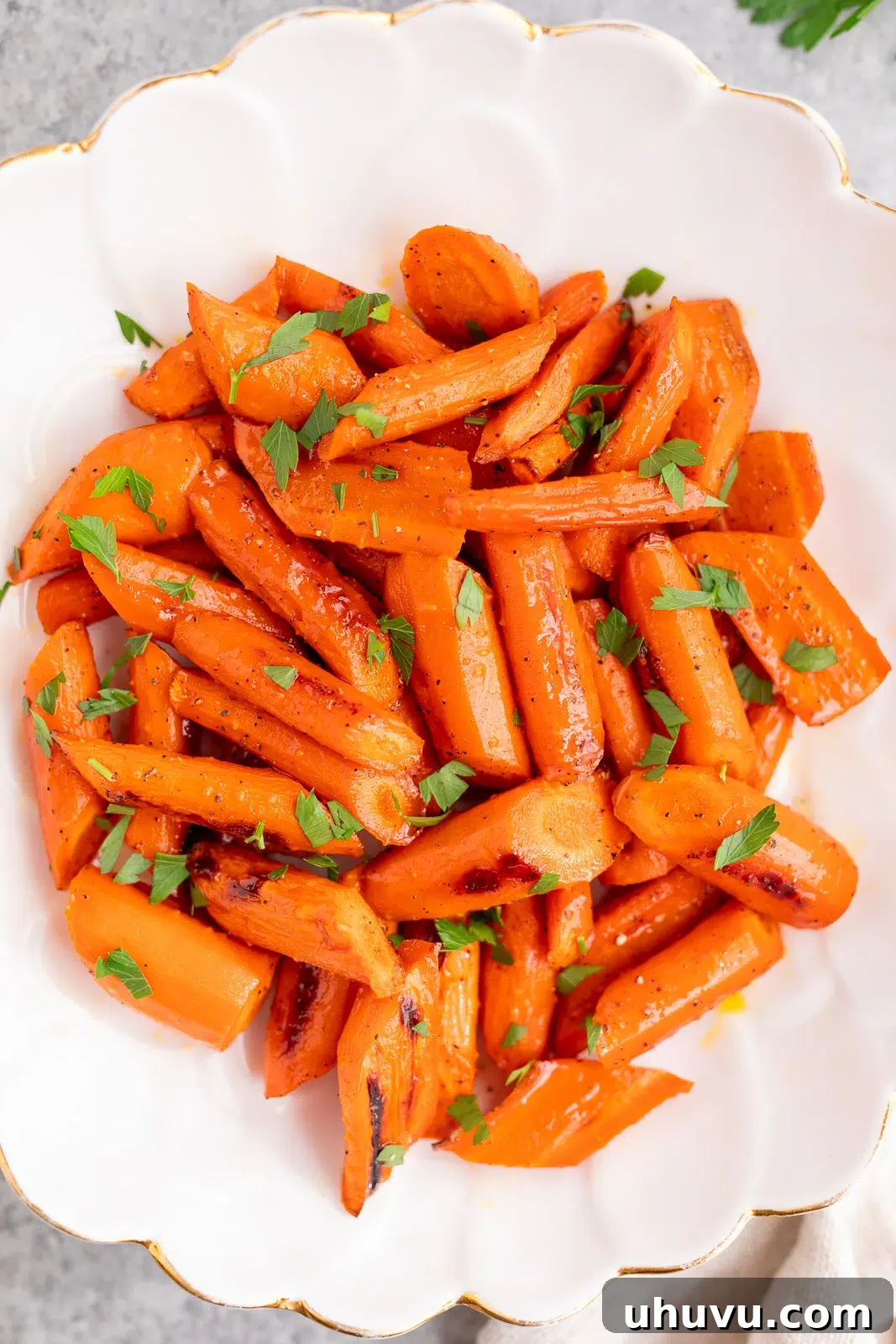 Golden Nectar Carrots 9 baked carrots with honey glaze in a bowl