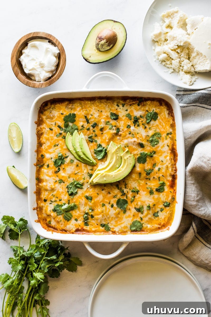 Southwest Chicken Tamale Bake 2 Chicken tamale casserole in a baking dish.