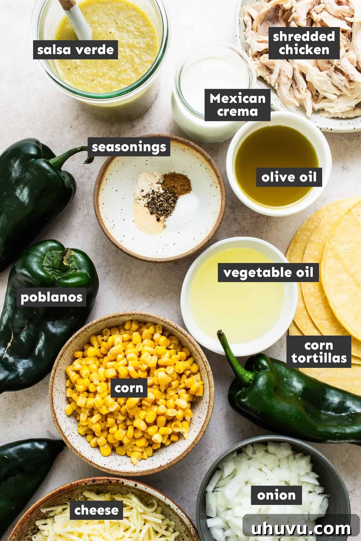 Aztec Tortilla Bake 3 All ingredients for pastel Azteca laid out on a table ready to use.