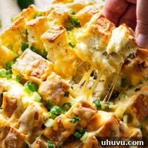 Jalapeno popper pull apart bread cut and ready to eat.