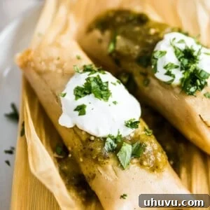 Delicious Tamales de Rajas (Vegetarian Tamales) served on a rustic plate, garnished and ready to be enjoyed.