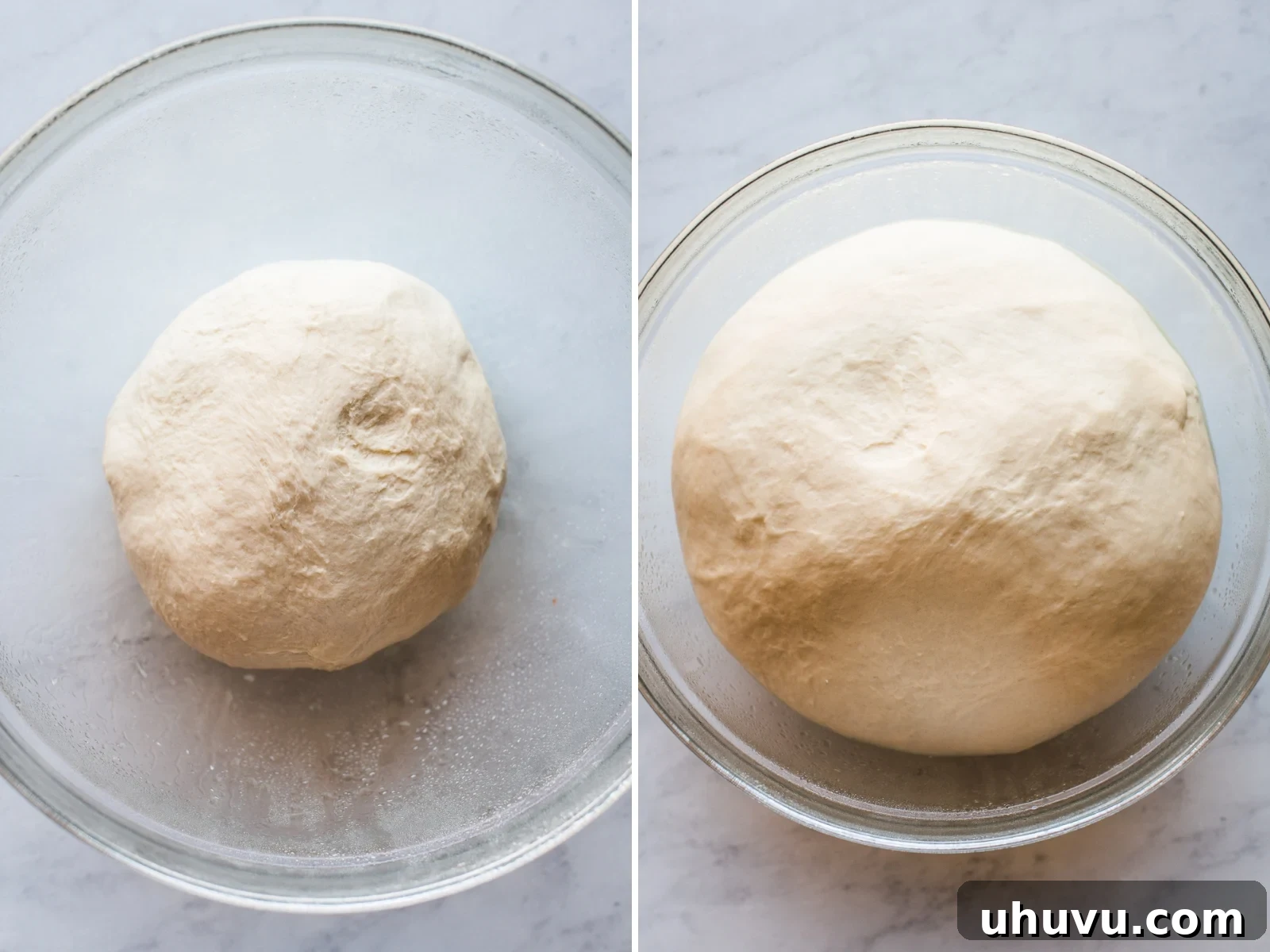 Mexican Bolillo Rolls 6 Bolillo bread dough in a large bowl rising.