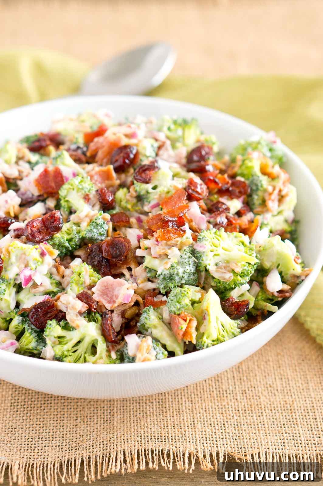Crunchy Broccoli Delight 4 broccoli salad recipe with a close-up on texture
