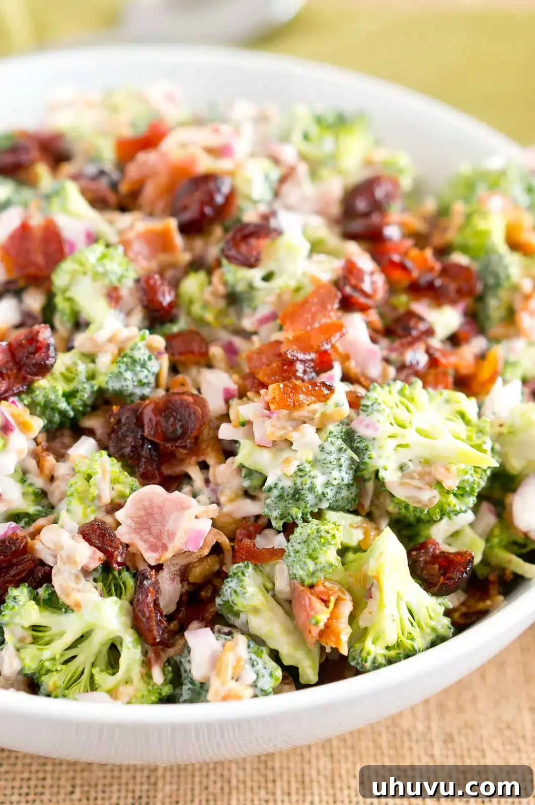 Crunchy Broccoli Delight 5 easy broccoli salad on a plate