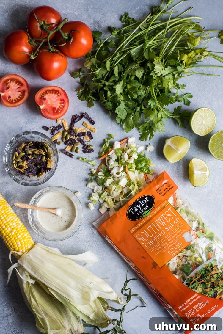 Fresh Taylor Farms Southwest Chopped Salad Kit ready for assembly.