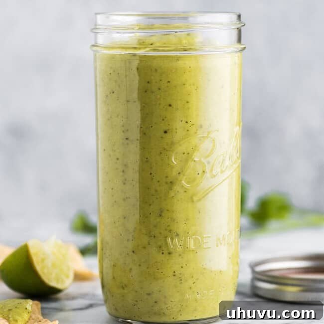 Creamy Verde Salsa 6 Guacamole salsa in jar.