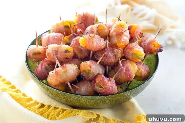 Fiery Apricot-Bacon Bundles 2 Delicious sweet and spicy bacon-wrapped apricots with jalapeño, an ideal appetizer for any party or family gathering.