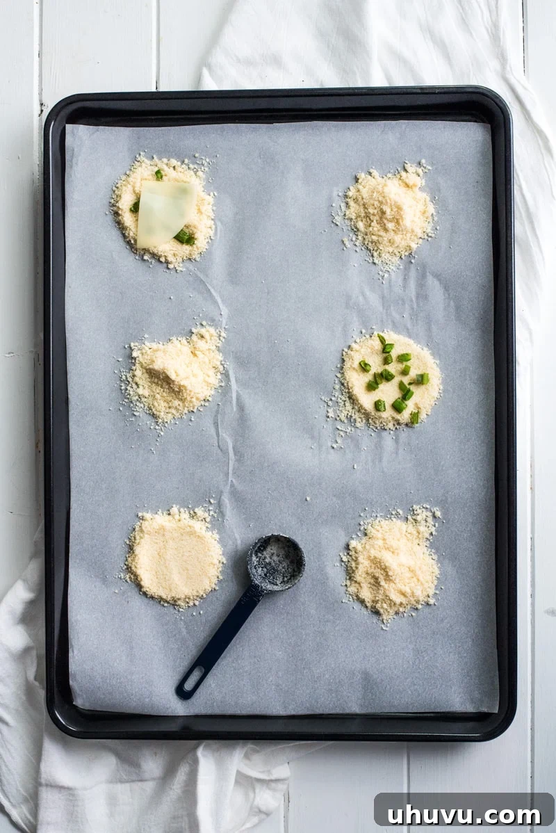 Bold Jalapeno Parmesan Crisps 5 More images of the delicious Jalapeno Parmesan Crisps, highlighting their golden color and topping.