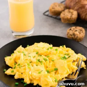 perfect scrambled eggs in a bowl