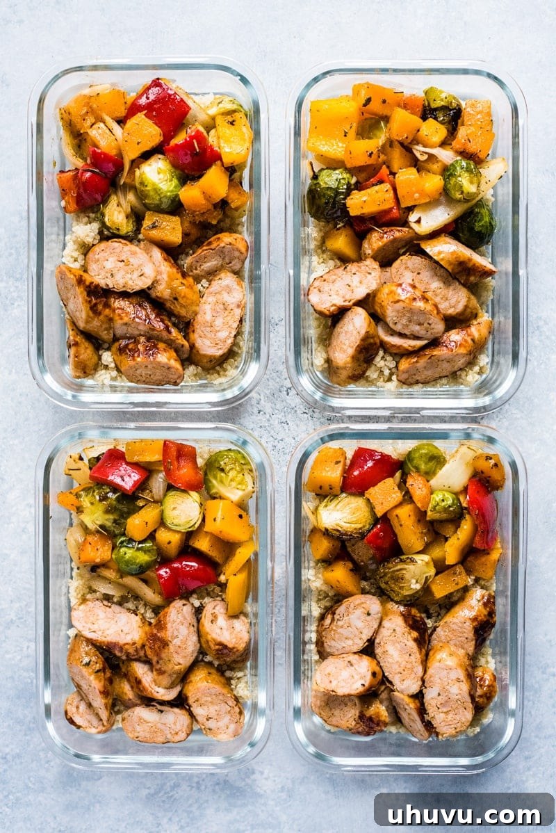One-Pan Wholesome Sausage and Roasted Veggies 2 Healthy Sheet Pan Sausage and Veggies for easy meal prep, featuring colorful ingredients.