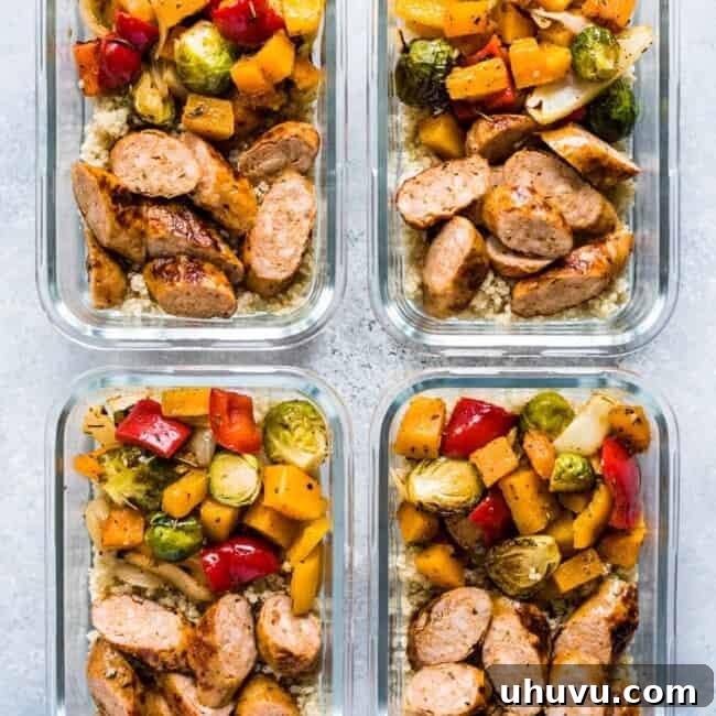 Healthy Sheet Pan Sausage and Veggies - Gluten Free, Dairy Free, Paleo, Whole30.