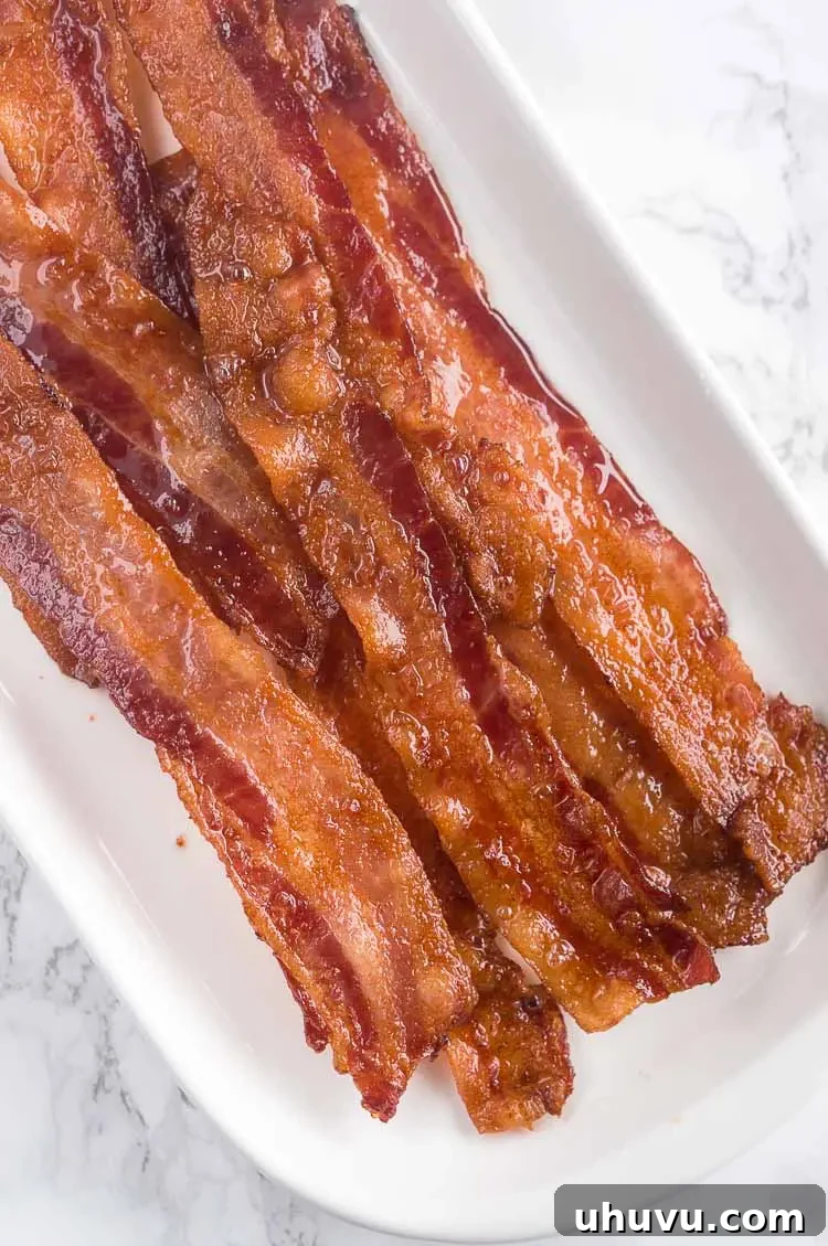 crispy baked bacon served on a plate
