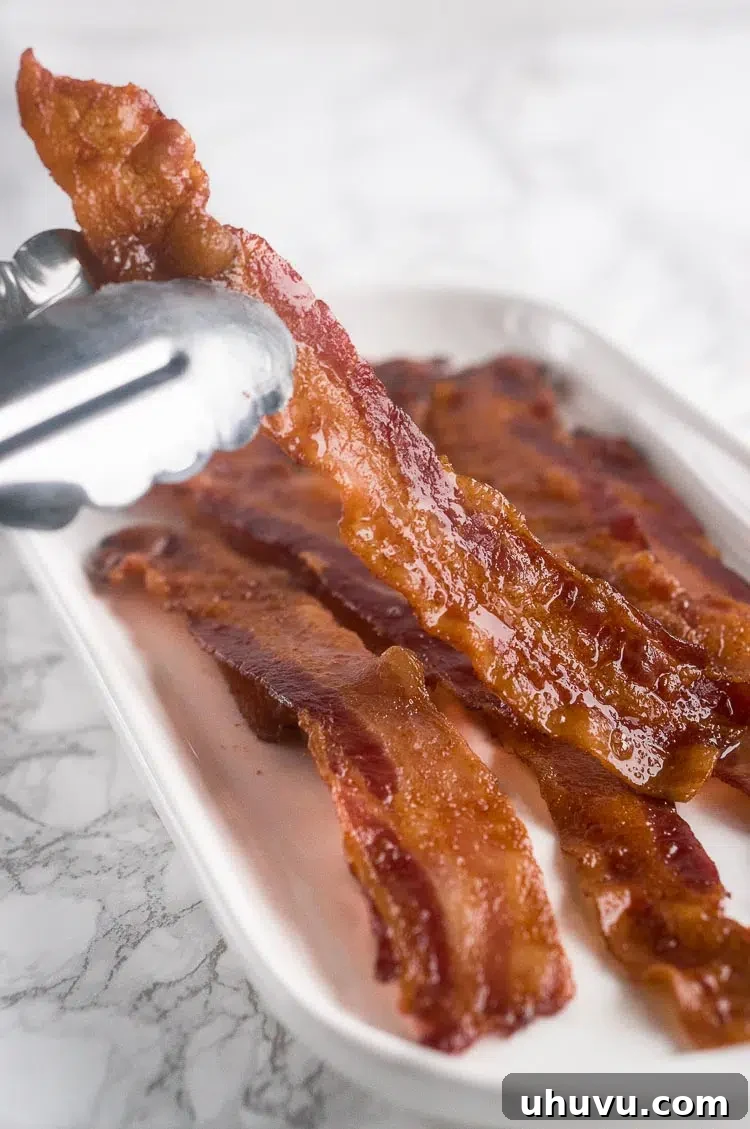 baked bacon in the oven served on a platter